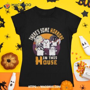 there s some horrors in this house ghost retro halloween shirt skeleton masks tshirt 1