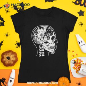 Thinking About Halloween All The Time Ghost Graveyard Skull Shirt, Scary Skull