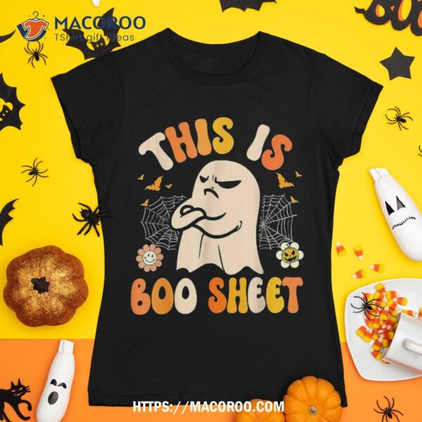 This Is Boo Sheet Retro Groovy Ghost Halloween Costume Shirt, Halloween Skull