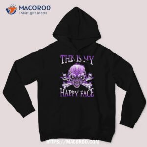 this is my happy face halloween purple skull shirt skeleton head hoodie