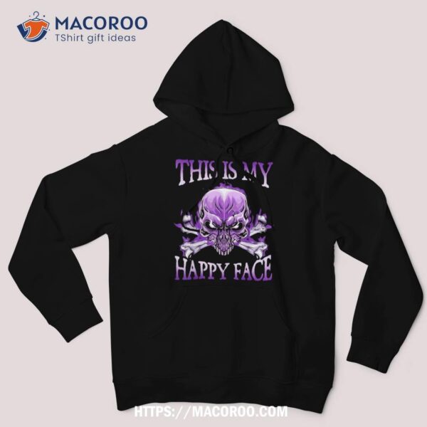 This Is My Happy Face / Halloween Purple Skull Shirt, Skeleton Head