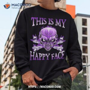 this is my happy face halloween purple skull shirt skeleton head sweatshirt