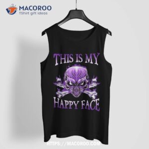 this is my happy face halloween purple skull shirt skeleton head tank top