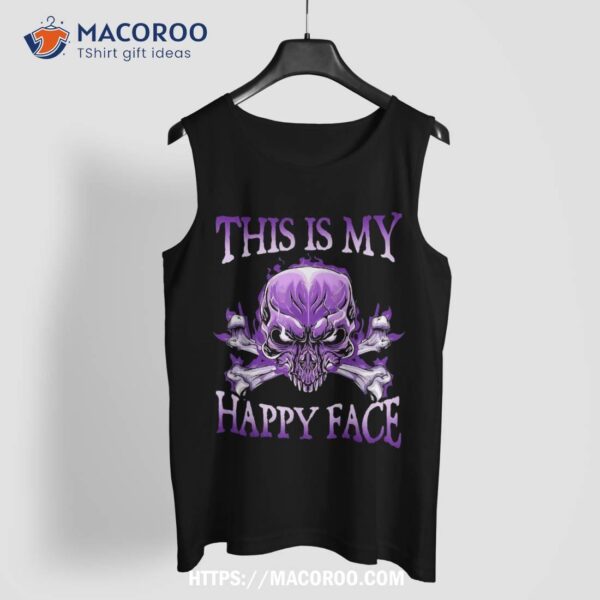 This Is My Happy Face / Halloween Purple Skull Shirt, Skeleton Head