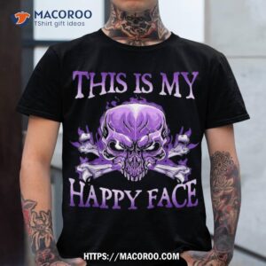 This Is My Happy Face / Halloween Purple Skull Shirt, Skeleton Head