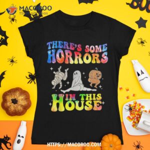 Tie Dye There’s Some Horrors In This House Ghost Halloween Shirt, Skeleton Head