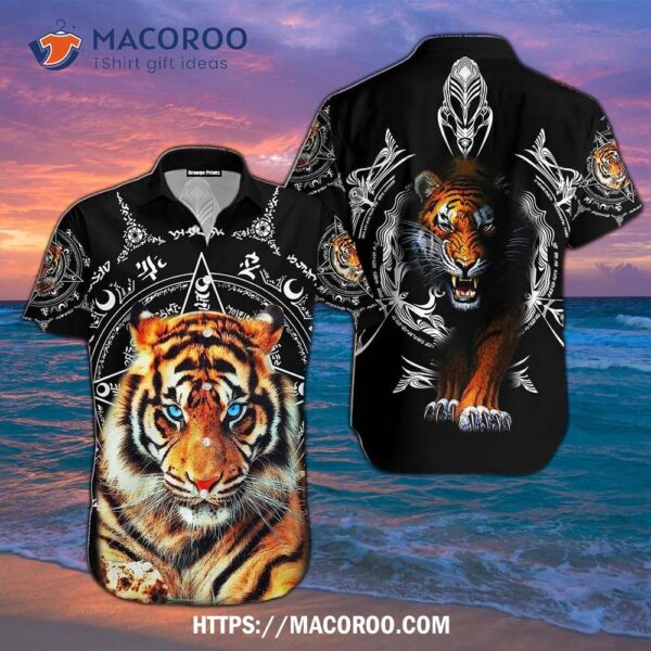 Tiger Tropical Black Hawaiian Shirts