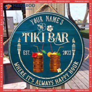 Tiki Lounge, Beach Sign Bar Decor, Summer Tropical Poolside Patio Decor,personalized Wood Sign,
