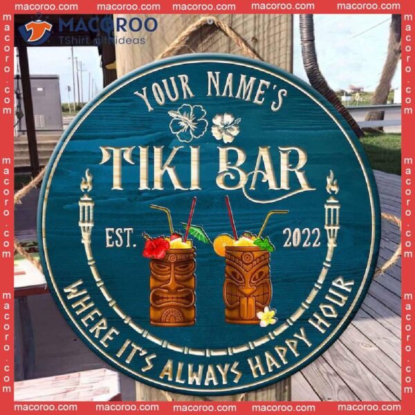 Tiki Lounge, Beach Sign Bar Decor, Summer Tropical Poolside Patio Decor,personalized Wood Sign,