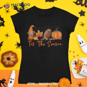 Tis The Season Pumpkin Leaf Latte Fall Thanksgiving Football Shirt, Skull Pumpkin