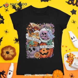 Tis The Season Pumpkin Spooky Skull Scary Halloween Costume Shirt, Skull Pumpkin