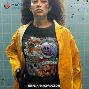 tis the season pumpkin spooky skull scary halloween costume shirt skull pumpkin tshirt 2