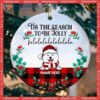 Tis The Season To Be Jolly Falala Blue Circle Ceramic Ornament, Personalized Dog Lovers Decorative Christmas Ornament