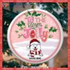 Tis The Season To Be Jolly Pink Circle Ceramic Ornament, Dog Christmas Decor