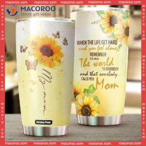 to mom mother s day sunflower butterfly stainless steel tumbler 1