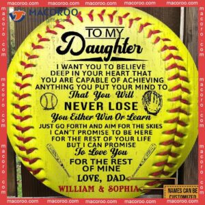 To My Daughter, Softball Wooden Sign, Wall Decor, Custom Gift For Daughter From Mom And Dad, Birthday Player, Home Sign