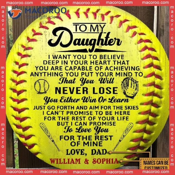 To My Daughter, Softball Wooden Sign, Wall Decor, Custom Gift For Daughter From Mom And Dad, Birthday Player, Home Sign