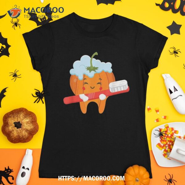 Tooth-brush Pumpkin Lazy Diy Halloween Costume Funny Dental Shirt