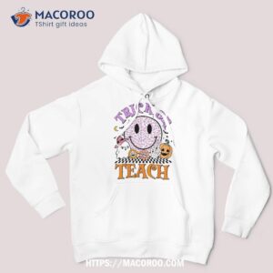 trick or teach funny pumpkin ghost halloween kids shirt hoodie