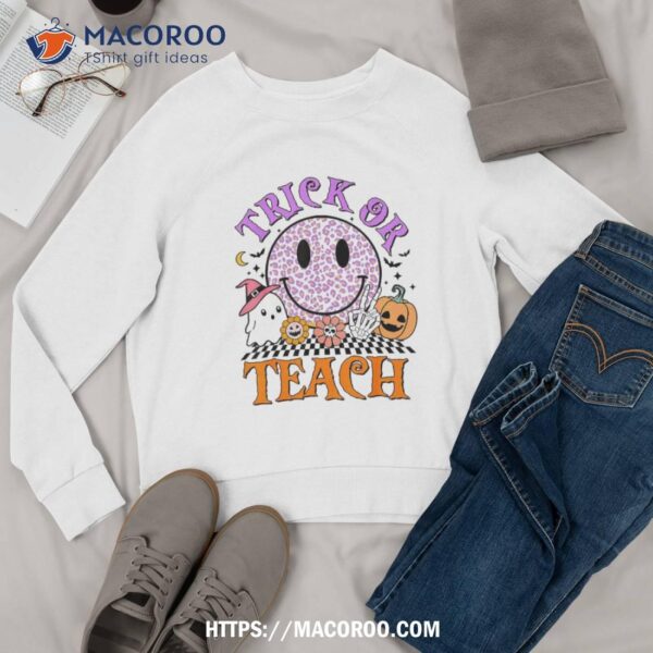 Trick Or Teach Funny Pumpkin Ghost Halloween Kids Shirt