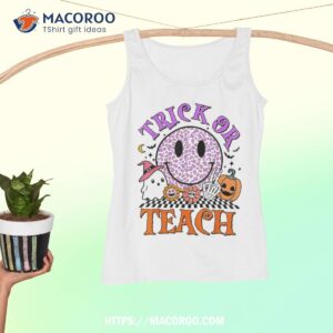 trick or teach funny pumpkin ghost halloween kids shirt tank top