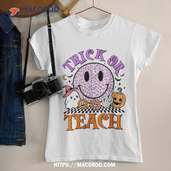 Trick Or Teach Funny Pumpkin Ghost Halloween Kids Shirt