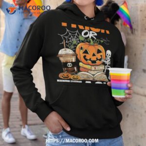 trick or teach teachers halloween costume skeleton coffee shirt halloween gift shop hoodie