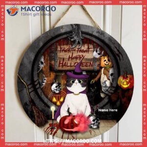 Trick Or Treat, Happy Halloween, Scary Peeking, Personalized Cat Wooden Signs, Classy Halloween Gifts