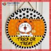 Trick Or Treat, Pumpkin Hat, Polka Dots, Personalized Cat Halloween Wooden Signs, Halloween Gifts For Teens