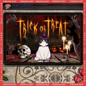 Trick Or Treat Witch & Dracula Cloak Holiday Doormat, Gifts For Cat Lovers,halloween Custom Doormat