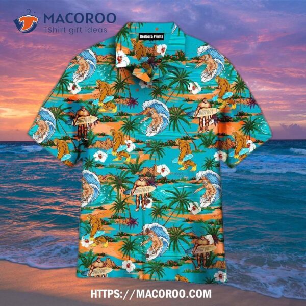 Tropical Beach Bigfoot Surfing Hawaiian-style Shirts