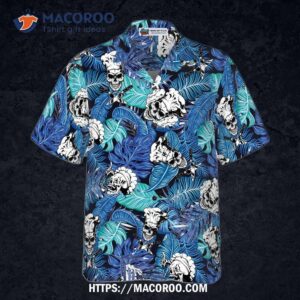 tropical blue leaved chef s hawaiian shirt 2