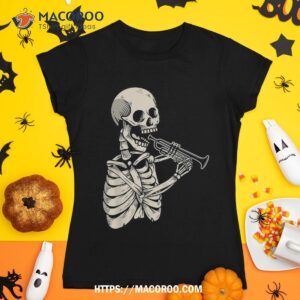 trumpet player retro skull skeleton trumpeter musician shirt skeleton masks tshirt 1
