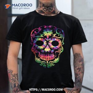 tye dye day of the dead shirt art 70 s style sugar skull sugar skull pumpkin tshirt