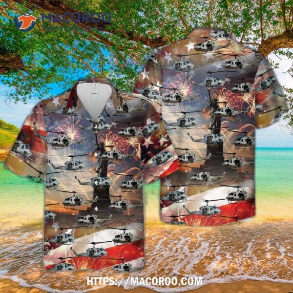 Uh-1n Twin Huey Usmc Hawaiian Shirt