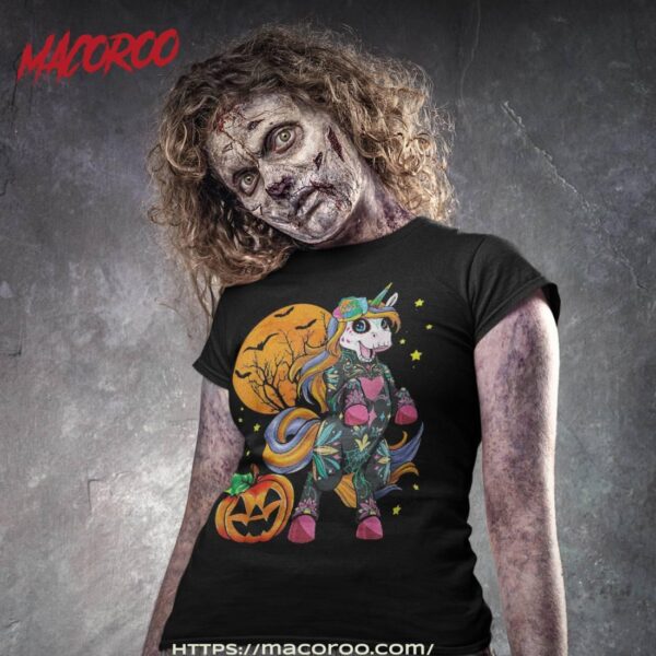 Unicorn Halloween Costume Sugar Skull Creepy And Magical Shirt, Spooky Scary Skeletons