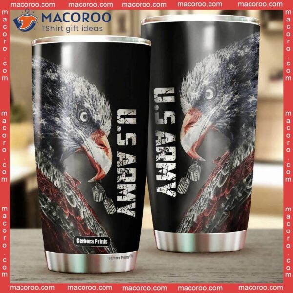 Us Army Eagle American Flag Stainless Steel Tumbler
