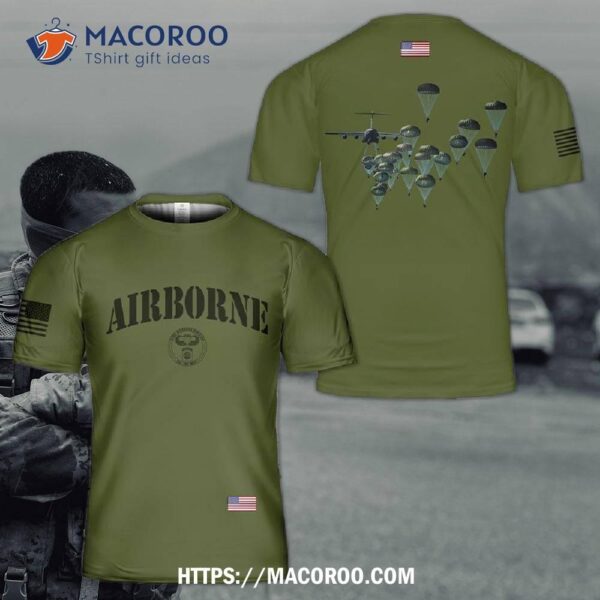 Us Army Paratroopers With The 82nd Airborne Division Parachute 3D T-shirt