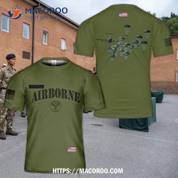 Us Army Paratroopers With The 82nd Airborne Division Parachute 3D T-shirt