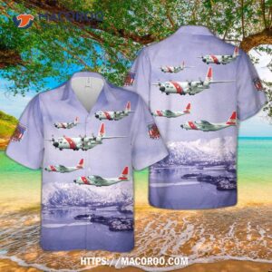 Us Coast Guard Air Station Kodiak Lockheed Hc-130h Hercules (l-382) Hawaiian Shirt