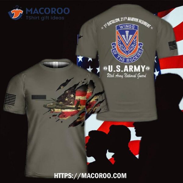 Utah Army National Guard Battalion 211th Aviation Regiment 1st Ah-64 Apache Helicopter 3D T-shirt