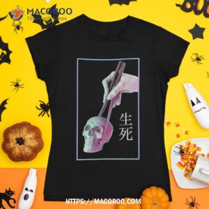 Vaporwave Aesthetic Chopsticks & Skull Pastel Goth Halloween Shirt, Skeleton Head