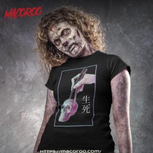 Vaporwave Aesthetic Chopsticks & Skull Pastel Goth Halloween Shirt, Skeleton Head