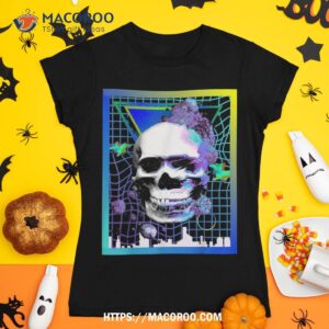 Vaporwave Skull Halloween Retro Aesthetic Shirt, Scary Skull