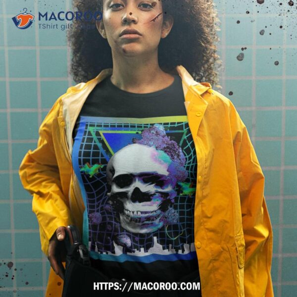 Vaporwave Skull Halloween Retro Aesthetic Shirt, Scary Skull