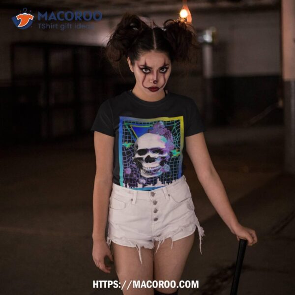 Vaporwave Skull Halloween Retro Aesthetic Shirt, Scary Skull