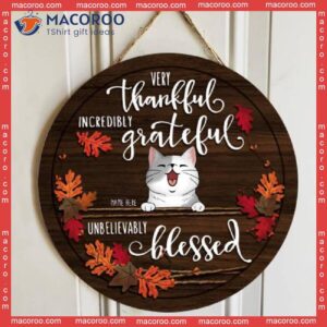 Very Thankful, Personalized Cat Fall Season Wooden Signs