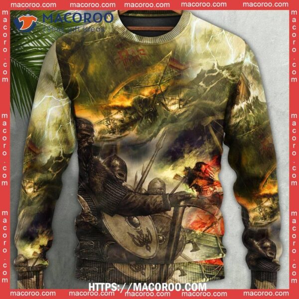 Viking War Lightning Cool Funny Ugly Sweater