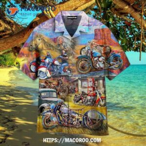 Vintage Grass Motorcycle And Horse Hawaiian Shirts