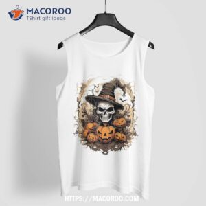 vintage halloween scary skull pumpkins retro horror skeleton shirt scary skull tank top